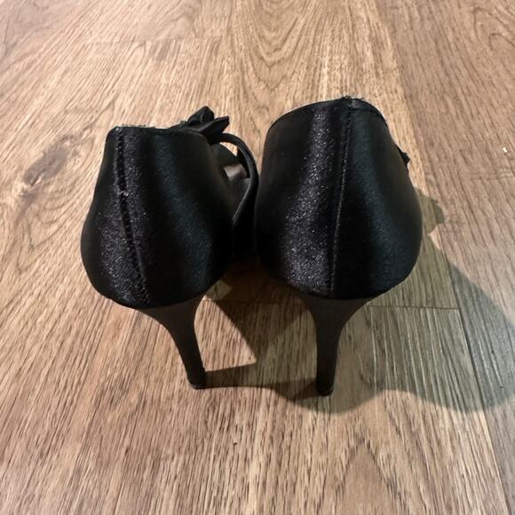 Aldo black platform satin opens toe heels with bow detail size 37/7 - Picture 4 of 9